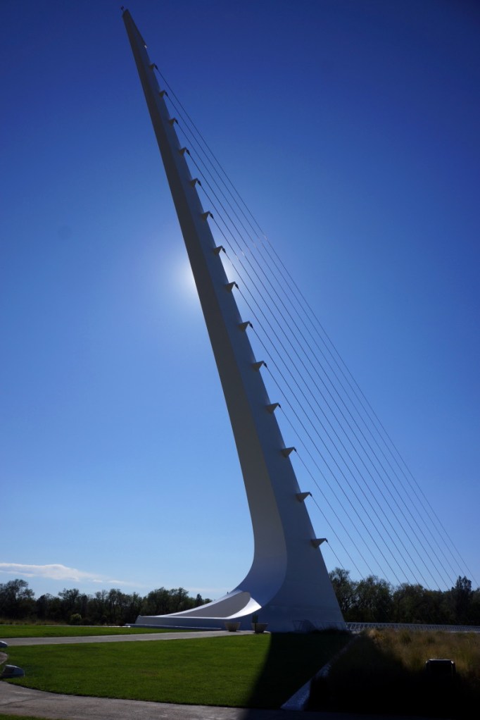 Sundial Bridge. Shadow that is cast is used to tell time of day.